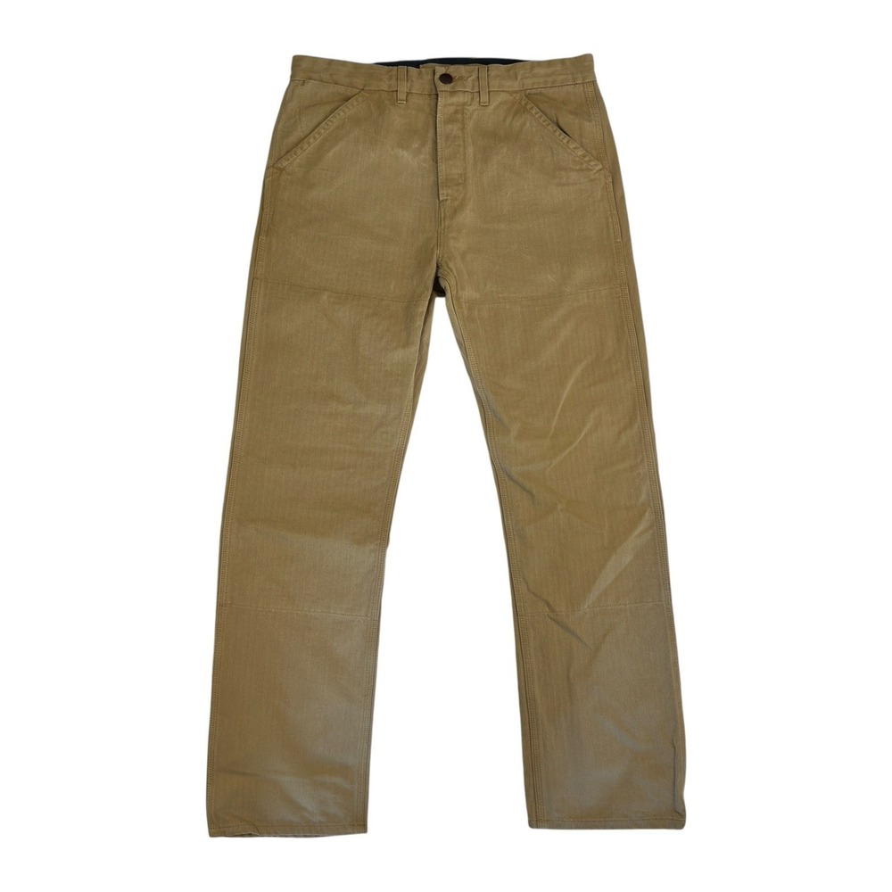 Freenote Cloth Workers Chino Pants Tan Brown Japanese Canvas Buckle Back 34